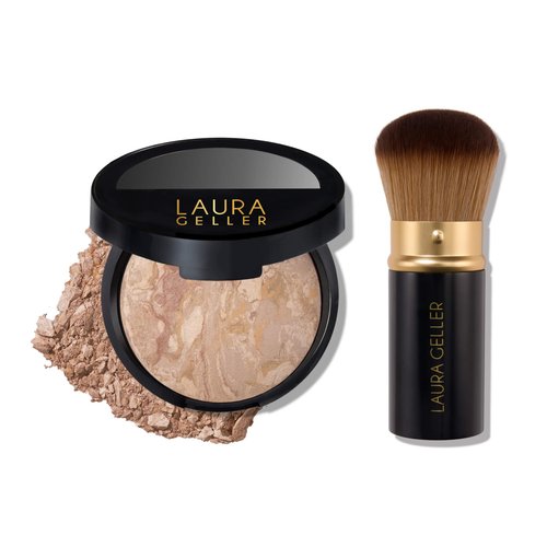 LAURA GELLER NEW YORK Baked Balance-n-Brighten Foundation with Kabuki Brush Makeup Set, Fair