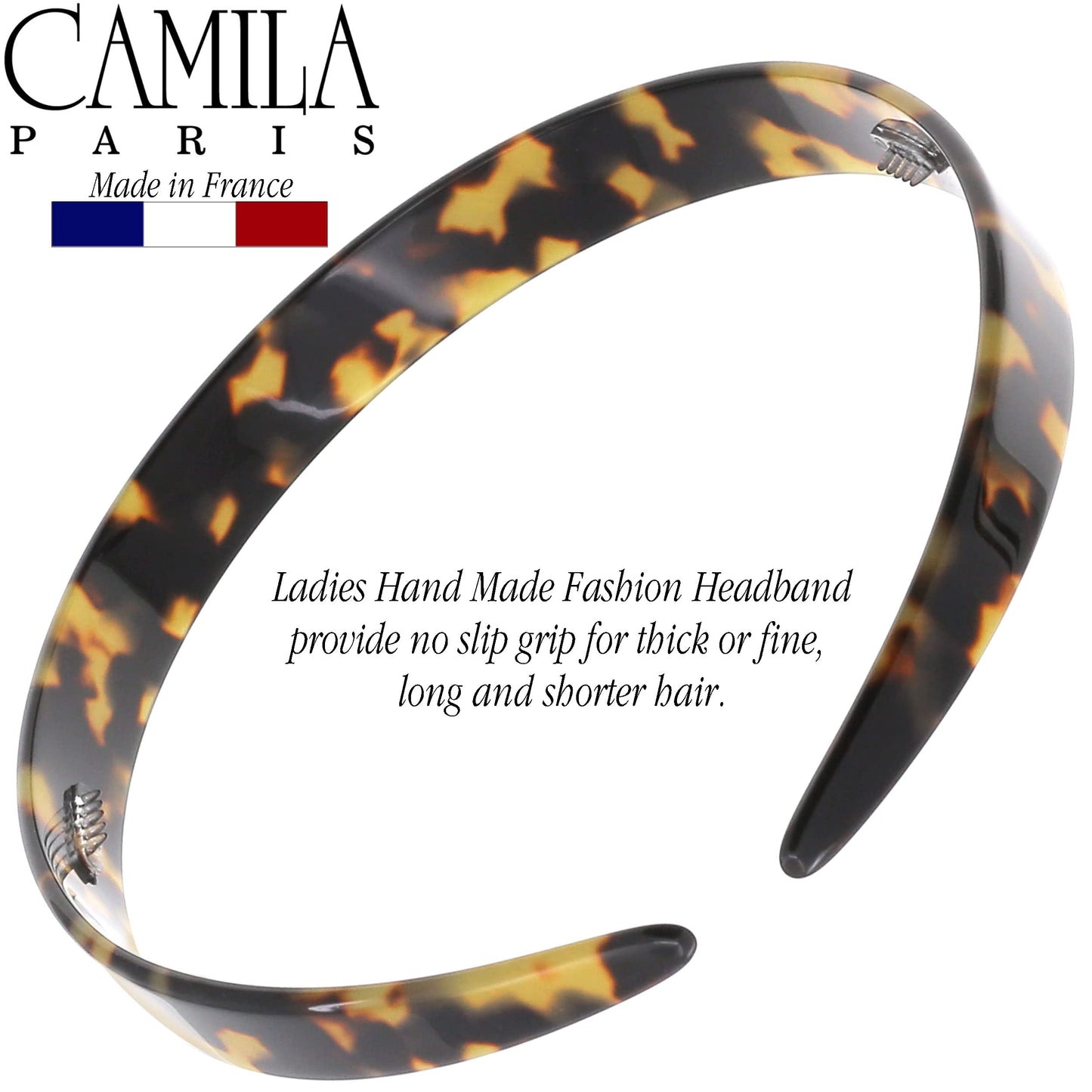 Camila Paris CP3466 French Headband for Women, Handmade Tokyo, Strong Hold Grip Women's Hair Band, Ligth and Very Flexible, No Slip and Durable Styling Girls Hair Accessories, Made in France