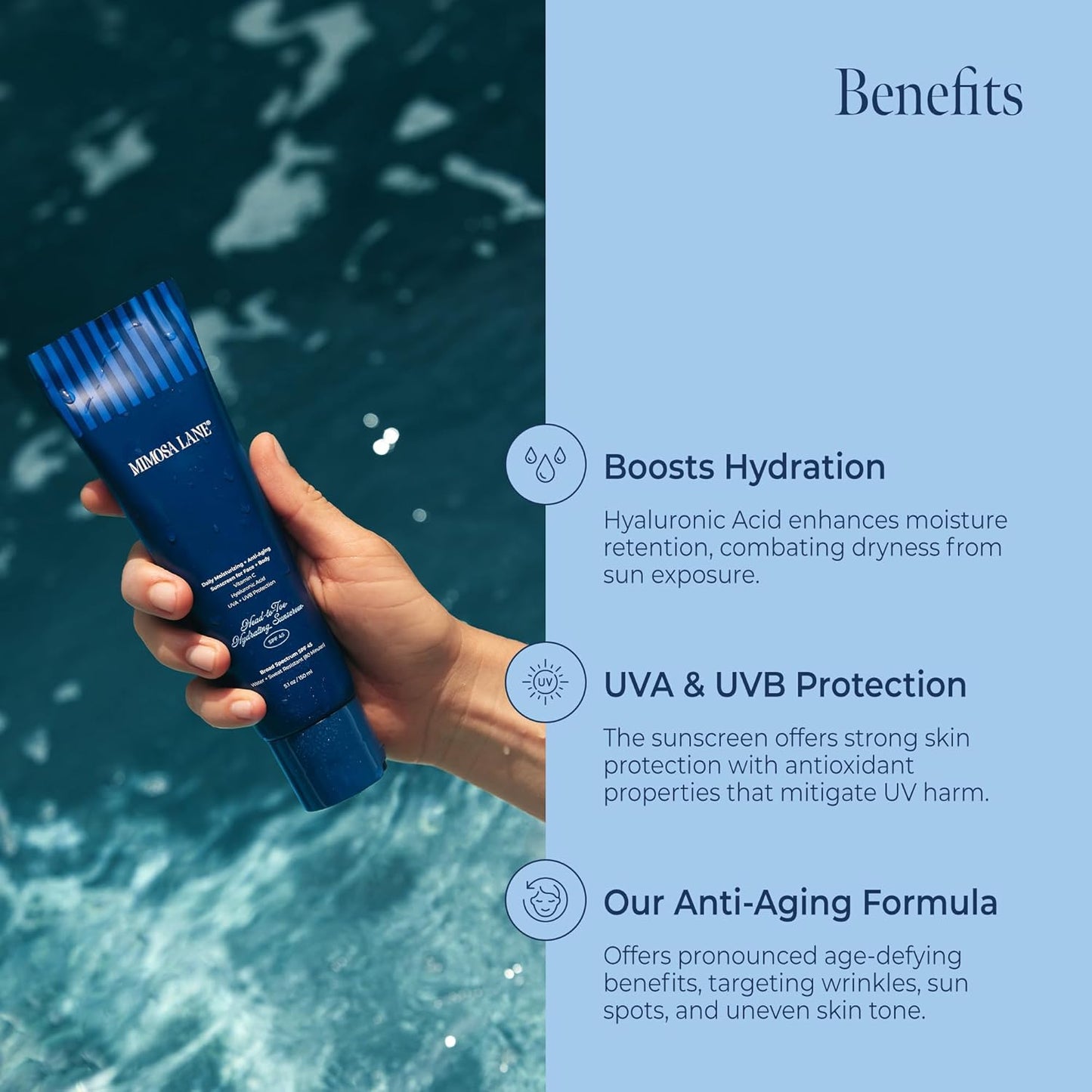 Skiennix Hydrating Sunscreen - Broad Spectrum SPF 45 | Anti-Aging Moisturizer with Hyaluronic Acid & Vitamin C, 5.1 oz