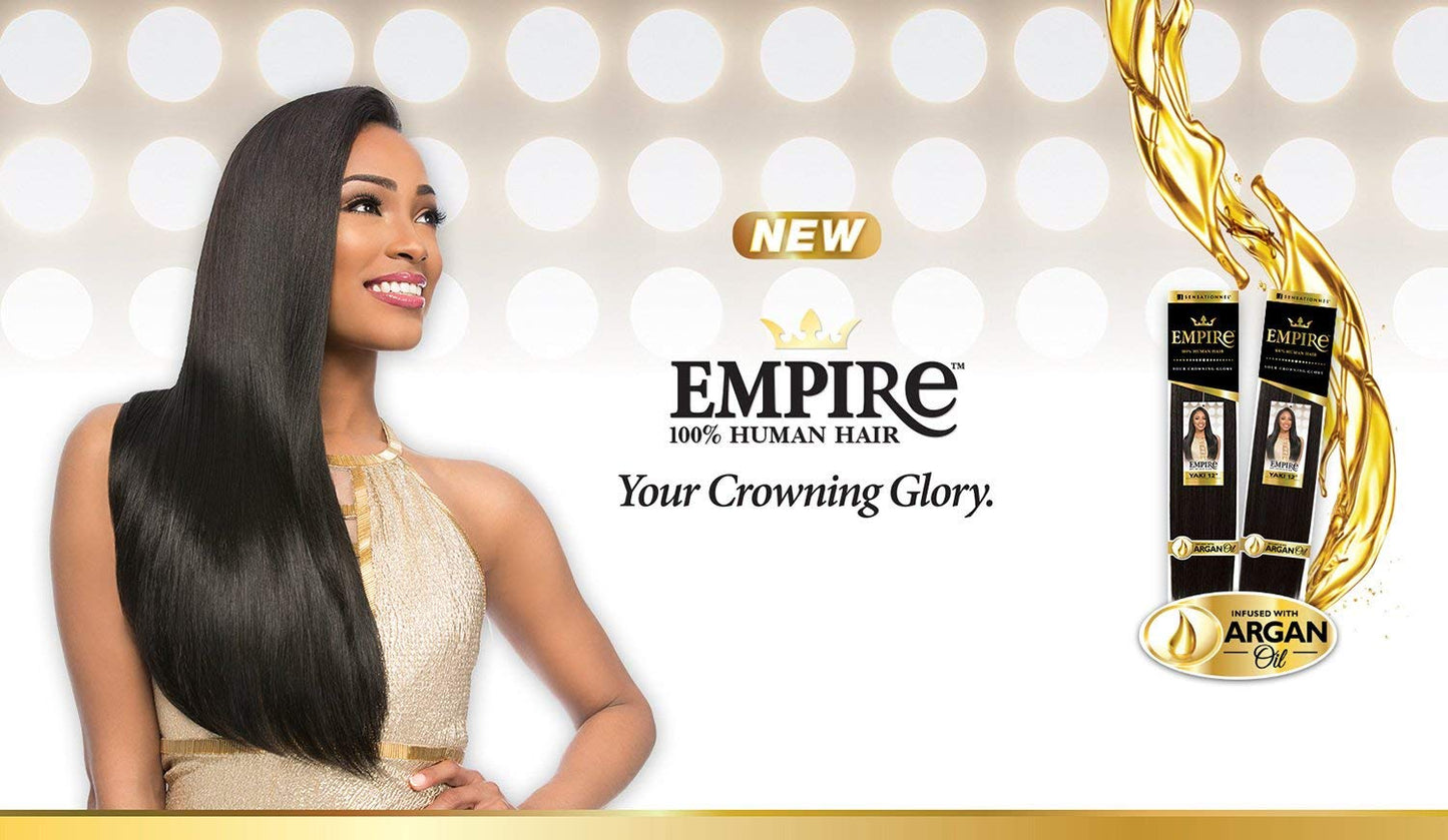 Sensationnel Empire yaki weave hair - Empire straight human hair yaki texture hair for weaving and sew in styles - Empire yaki 1 pack (16 inch, S1B/BG)