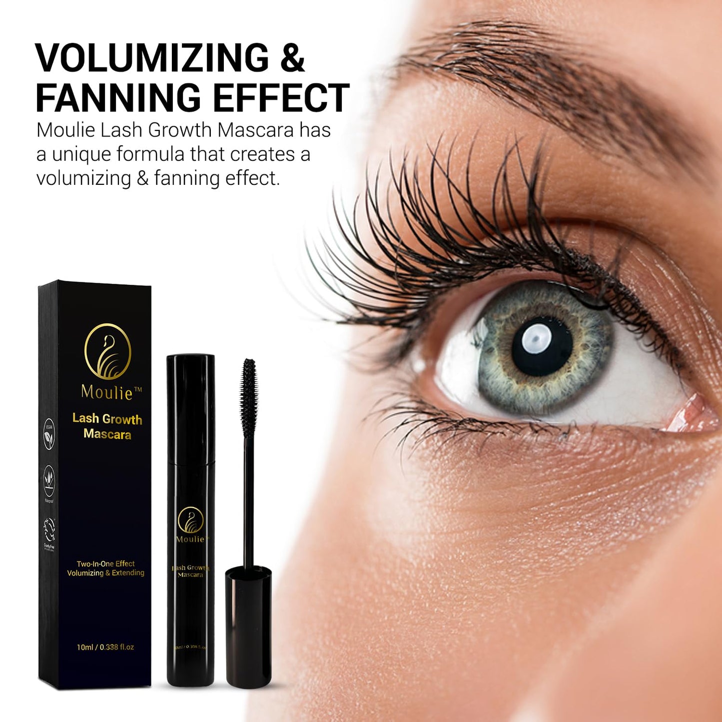 Skiennix Lash Growth Mascara - Organic Volumizing & Lengthening Formula | Waterproof, Vegan, 10ml
