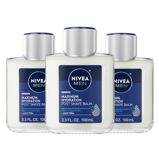 NIVEA MEN Maximum Hydration Post Shave Balm with Aloe Vera and Provitamin B5, Non-Greasy After Shave Balm for Men Replenishes Moisture, 3 Pack of 3.3 Fl Oz Bottles