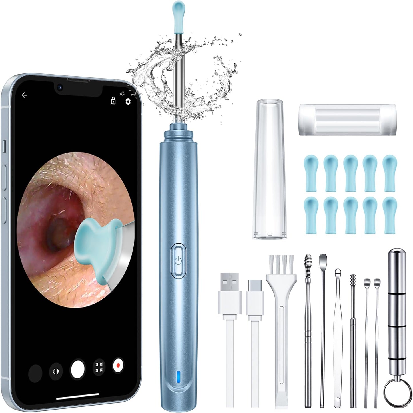 Ear Wax Removal Tool Camera, 1296P HD Camera and 6 LED Lights, Ear Cleaner with Camera, 1296P HD Camera and 6 LED Lights, Ear Cleaning kit, Ear Wax Removal Kit