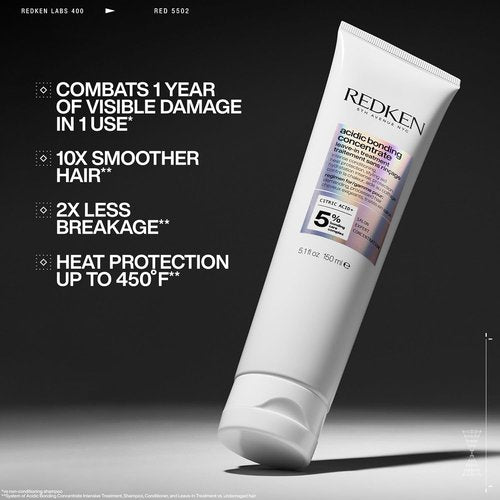 Redken Acidic Bonding Concentrate Mini Kit - Strengthening Shampoo, Conditioner & Leave-In Treatment for Damaged Hair | Reduces Breakage & Split Ends, Travel Size