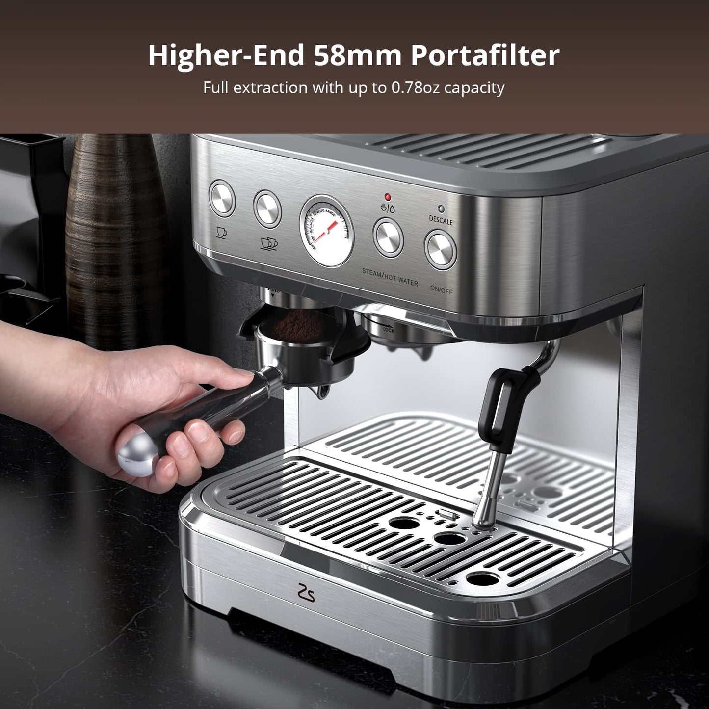 Takywep Professional Espresso Machine with Built-In Grinder and Milk Frother, 15 Bar Cappuccino and Latte Maker, Gift for Coffee Enthusiasts, Mom, Dad
