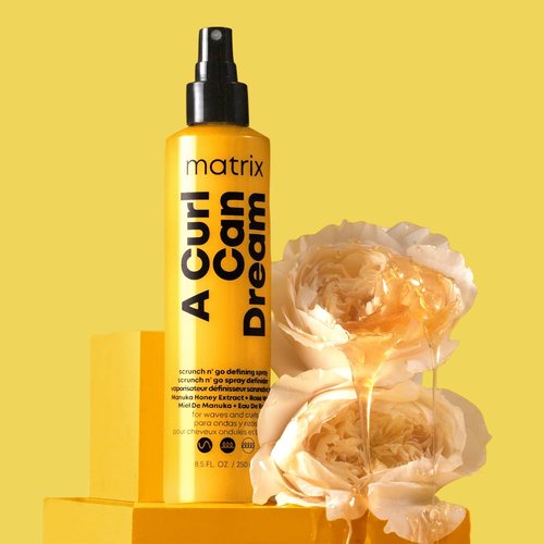 Matrix A Curl Can Dream Scrunch N' Go Defining Spray - Frizz Control & Heat Protection for Wavy/Curl Hair with Manuka Honey Extract