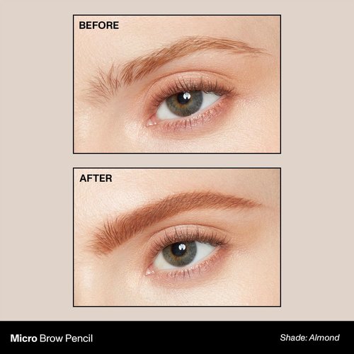 Morphe Micro Dual Eyebrow Pencil - Ultra-Precise Dual-Ended Brow Tool - Long-Lasting, Smooth Wax Formula - Almond (0.003 oz)