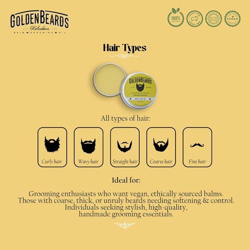 Golden Beards Organic Beard Balm Big Sur - Shea, Cocoa & Argan Butter Blend | Vegan Beard Softener & Styling Balm - 60ml