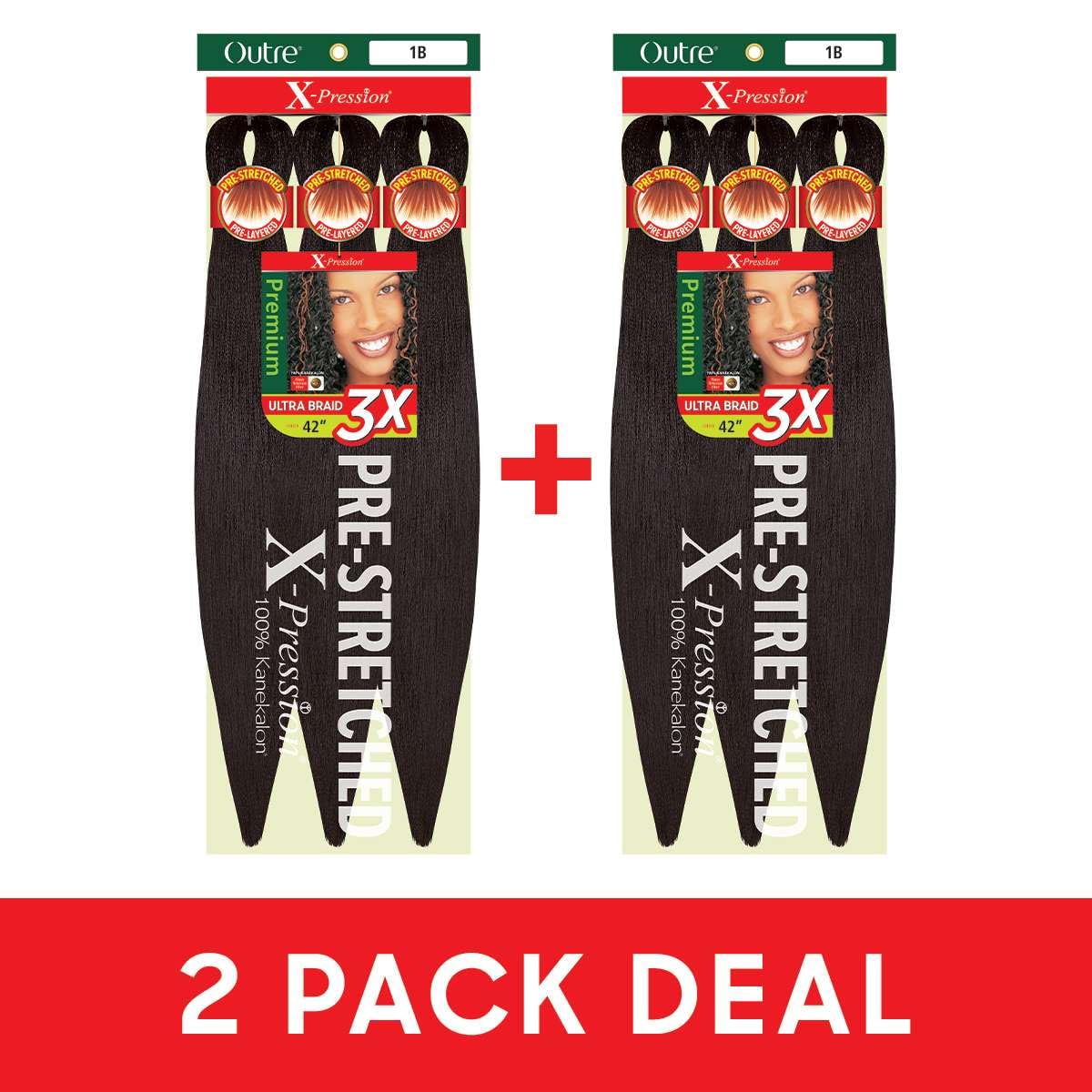 [2 PACK DEAL] Outre X-PRESSION Ultra Braid Pre-streteched Braid 42" 3X (2 Packs, Dragon Fruit)