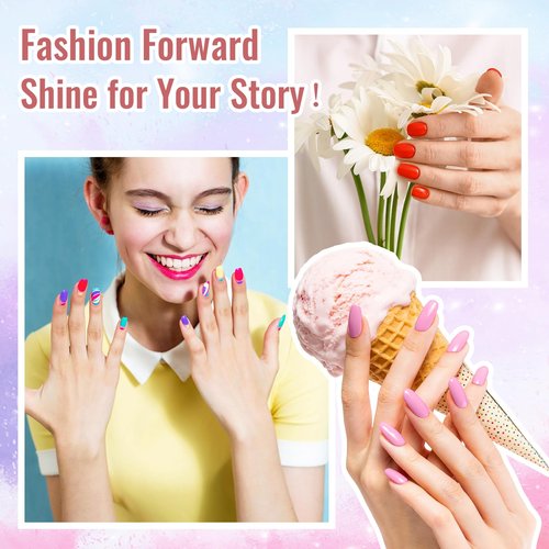 Phoenixy 71 Pcs Gel Nail Polish Kit with U V Light, 55 Colors Glittle Gel Nail Polish 5pcs Base Top Coat Pink Blue White Black Red DIY Manicure Starter Set for Beginners Gift for Women