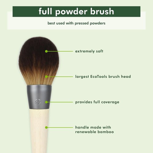 EcoTools Full Powder Brush - Fluffy Makeup Brush for Loose & Pressed Powder, Soft Synthetic Bristles, Eco-Friendly