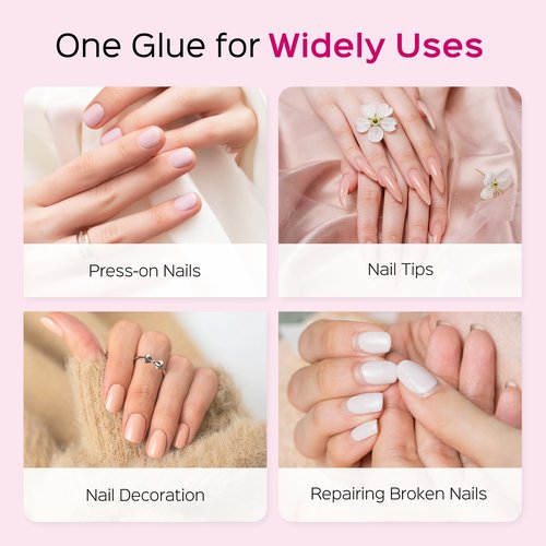 TIPHULAN 28ml Brush On Nail Glue for Press On, Acrylic Nails - Super Strong, Durable & Long-Lasting, Mess Free, Travel Friendly, 0.92 oz(4PCS)