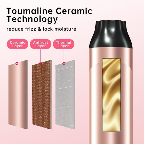 Hahahope Professional Two Inch Curling Iron with Clamp - Large Barrel Curling Wand for Long Hair, Dual Voltage, Adjustable Heat Settings, Lightweight Design Rose Gold