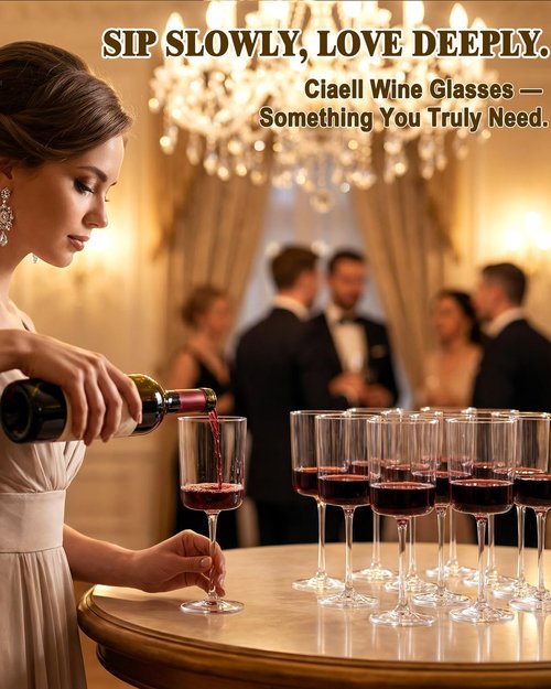Ciaell 12 Pack Clear Plastic Wine Glasses - 10 Oz Disposable Stemmed Glasses for Parties & Events