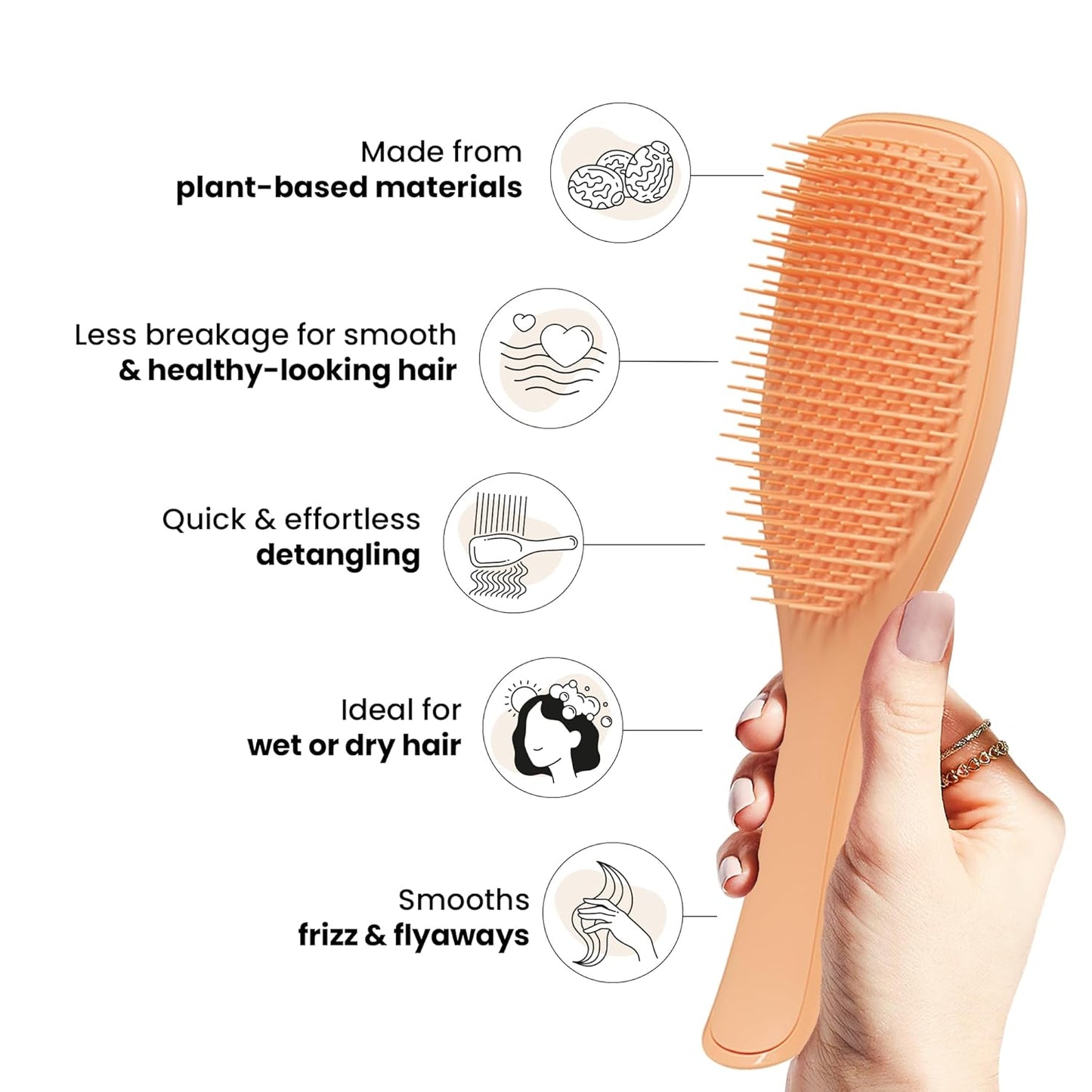 Tangle Teezer Ultimate Detangler Brush - Plant-Based Design for All Hair Types | Reduces Breakage, Orange