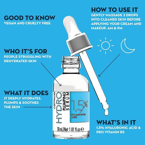 Catrice Hydro Plumping Serum - Intensive 1.5% Hyaluronic Acid Concentrate for Combination Skin | 30 ml