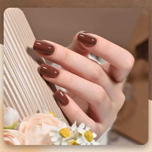 GAOY Brown Gel Nail Polish - 16ml Soak Off Formula for DIY Manicure | UV Light Cure, Amber Brown