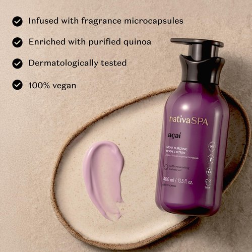 Nativa SPA by O Boticário Açaí Body Lotion - Lightweight, Long-Lasting Hydration | 13.5 Ounce