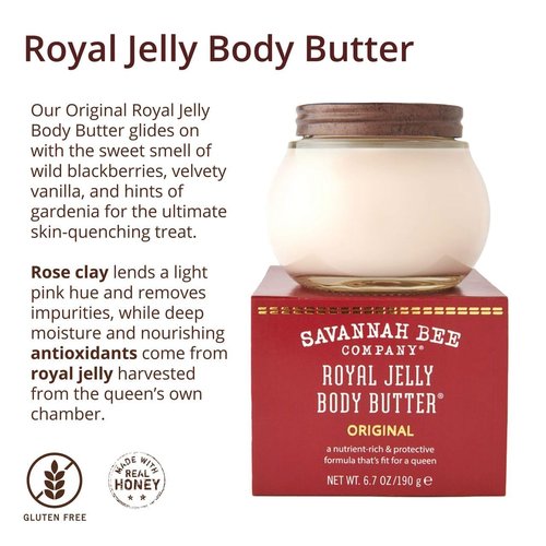 Savannah Bee Company Ultra-Rich Royal Jelly Body Butter - Deeply Moisturizes & Revitalizes Skin | Blackberry & Vanilla Scent (6.7 Oz & 1.65 Oz)