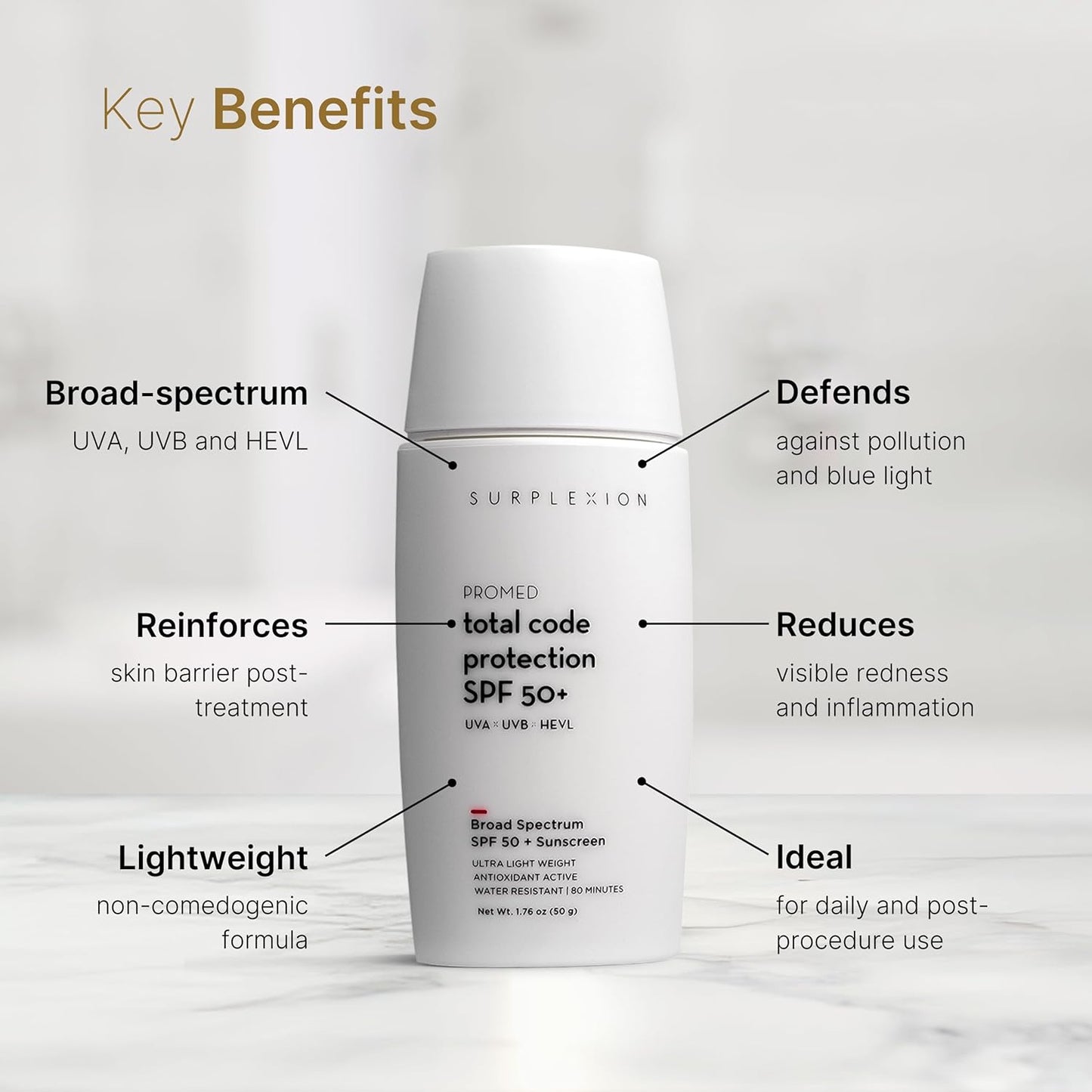 Total Code Protection SPF 50+ | Broad Spectrum Sunscreen with Zinc Oxide & Vitamin E - Lightweight Formula