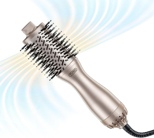 TYMO 2.0 Hair Blow Dryer Brush - One-Step Volumizer with 2-Inch Oval Barrel, Lightweight & Fast Drying, Gold