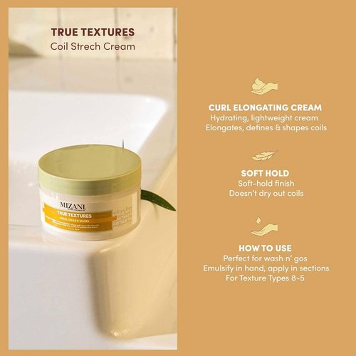 Mizani True Textures Coil Stretch Cream - Non-Drying Curl Shaping Cream for Curly & Coily Hair