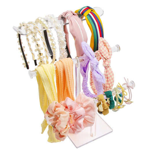 Bigfety Acrylic Headband Holder, 3-Tier Hair Accessories Organizer Clear Stand for Girls