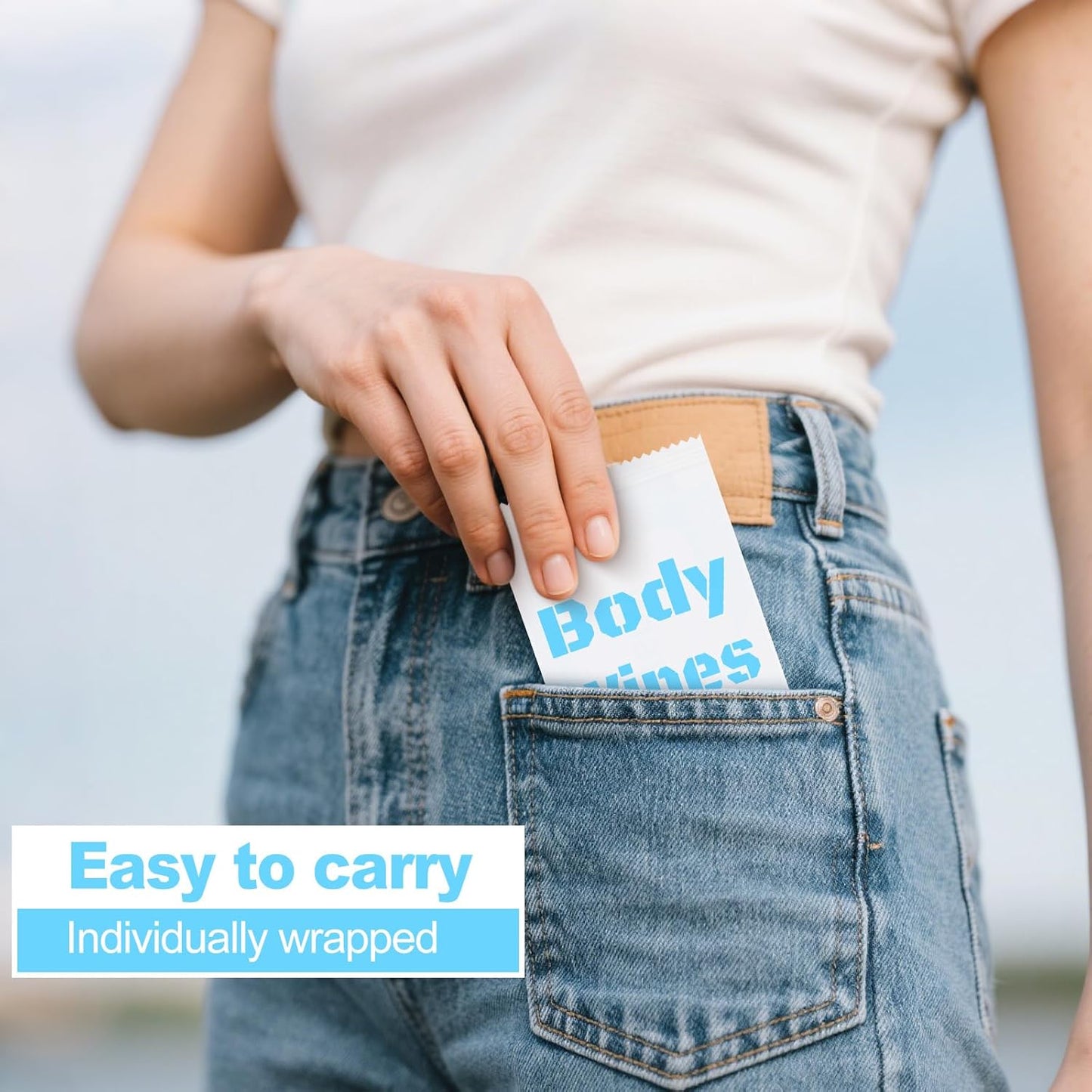 Skiennix Disposable Body Wipes - 50 Individually Wrapped Bath Wipes for Home & Travel | 7.8 x 9.8 Inch, No Rinse