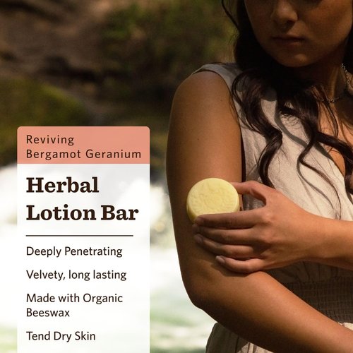 Moon Valley Organics Herbal Lotion Bar - Bergamot Geranium Scent | Heal & Restore Chapped Skin