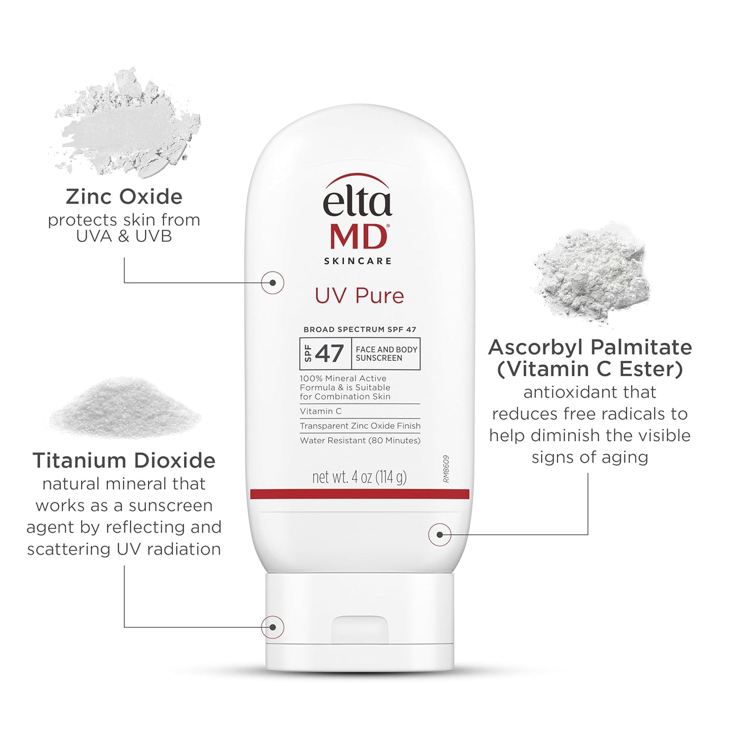 EltaMD UV Pure Sunscreen - SPF 47 Mineral Formula for Kids & Adults | Water Resistant, Oil-Free