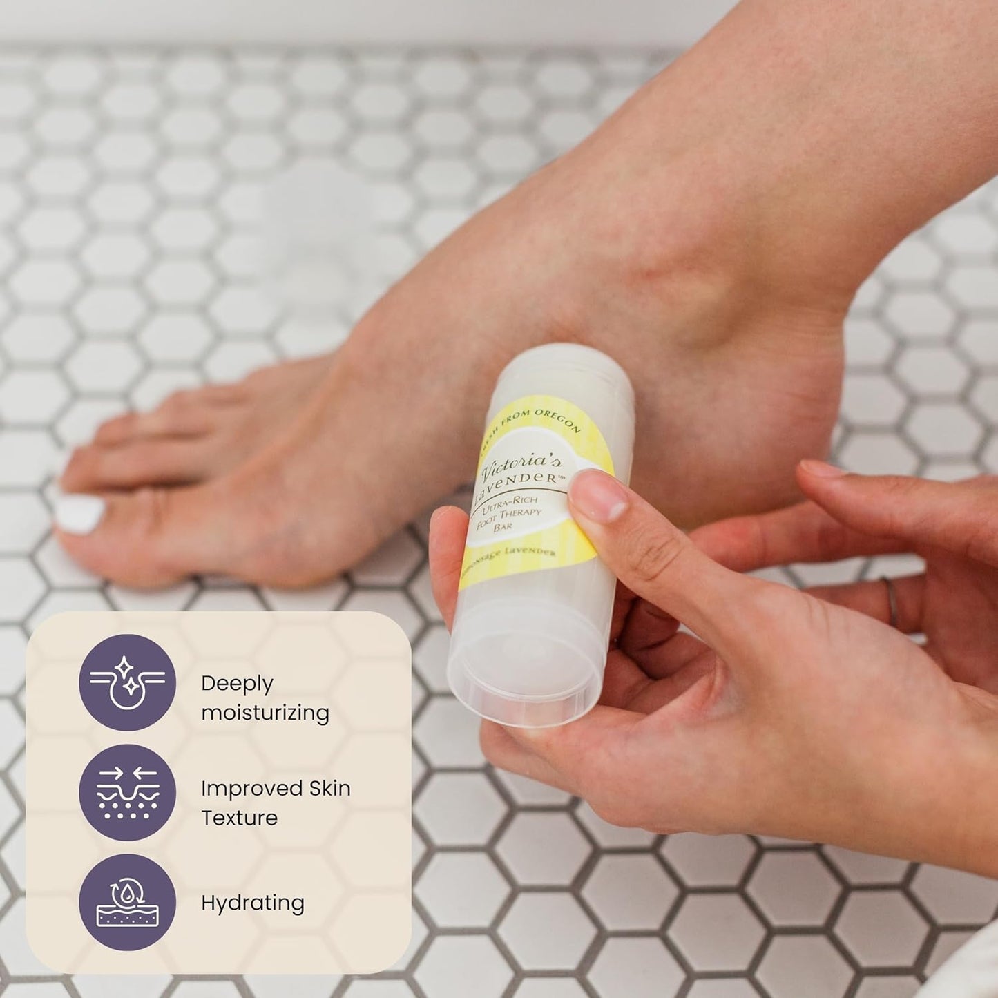 Victoria's Lavender Foot Balm - Ultra Rich Moisturizer for Dry, Cracked Feet | Heel Repair with Lavender & Tea Tree Oil - 2.5oz