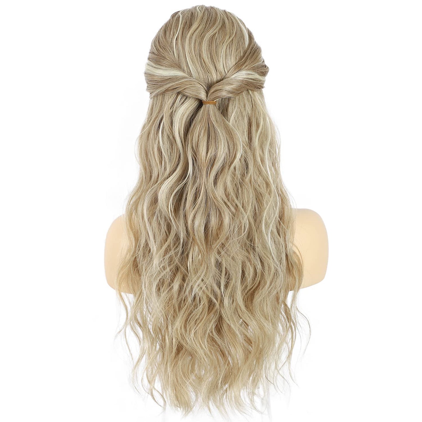 SAPPHIREWIGS Synthetic Headband Wig Loose Body Wave Blonde Highlight Color Glueless Synthetic Wigs For Women With None Lace Front Wig 150% Density 26 inch