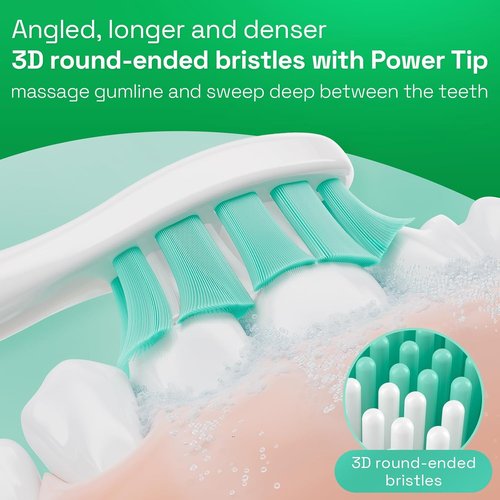 Brushmo Replacement Toothbrush Heads - Soft Dupont Bristles for Philips Sonicare | 8 Standard Heads, White