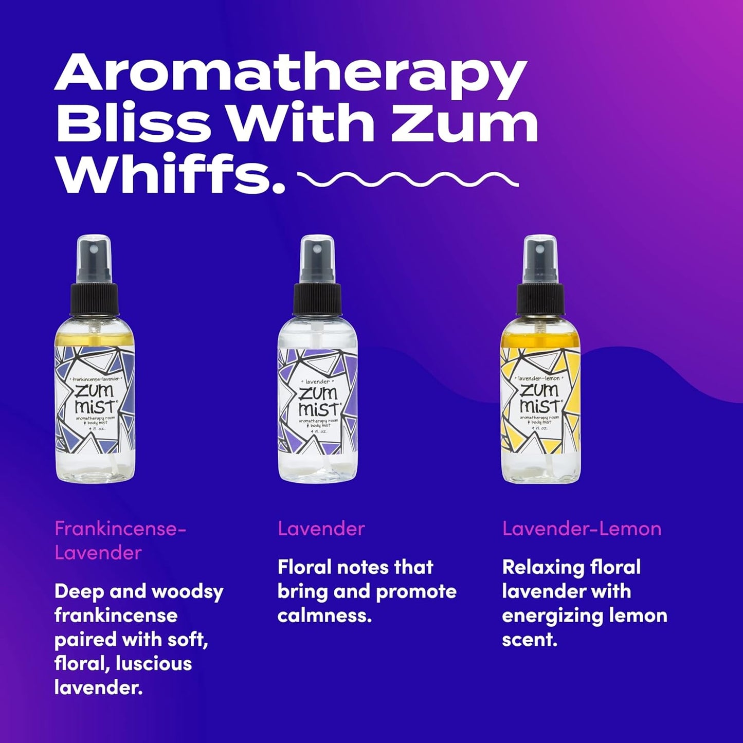 Zum Indigo Wild Mist Room & Body Spray - Lavender Aromatherapy Essential Oil - 4 fl oz (3 Pack)