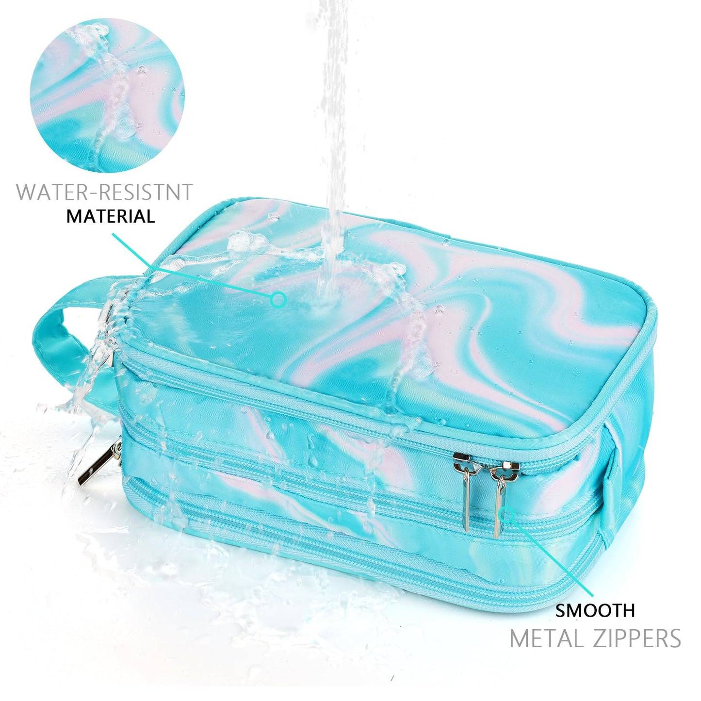 Vipdeal Teal Toiletry Bag for Girls, Travel Toiletry Bag for Teen Girls Cosmetic Bag Makeup Bag Waterproof Hanging Wash Bag Kids Toiletries, Green