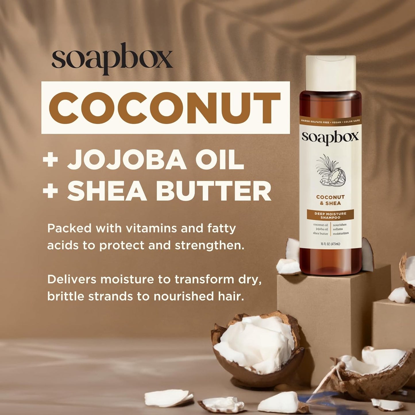 Soapbox Coconut Shampoo and Conditioner Set - Moisturizing Coconut Oil & Aloe for All Hair Types | 16oz (Pack of 2)