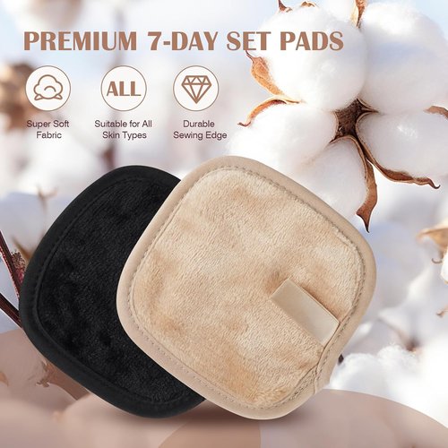 Orighty Makeup Remover Cloths - Premium Reusable Pads for Effortless Makeup Removal | 7-Day Set in Neutrals