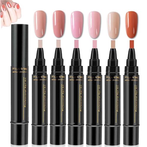 Polish Nail Pens, Nail Polish Pen Set, 6Pcs/Set Nails Pens, One Step Gel Nail Polish 3-In-1 Pen, 36 Color Nail Polish Gel Pen 8 ml (b)