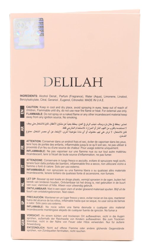 DELILAH POUR FEMME EAU DE PARFUM 100ml | LUXURY LONG LASTING FRAGRANCE | PREMIUM IMPORTED FRAGRANCE SCENT FOR MEN AND WOMEN | PERFUME GIFT SET | ALL OCCASION (Pack of 1)