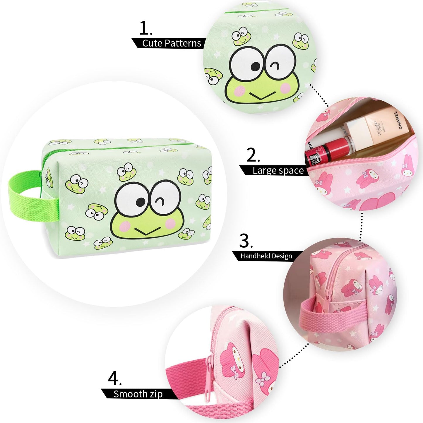 Toiletry Bag & Spa Headband, Cute PU Leather Ttravel Makeup Bag, Soft Makeup Headband for Washing Face, Gifts for Women Girls