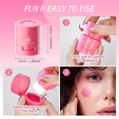 Color Nymph Liquid Blush Trio - Multi-Use Stamp Blush Set for Cheeks & Lips | Hydrating, Long-Lasting Formula - 3-Piece Vegan Makeup Gift Set