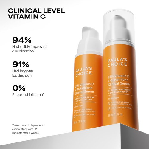Paula’s Choice 25% Vitamin C Serum - Brightening Face Serum with Glutathione & Antioxidants | 1oz, Fragrance-Free