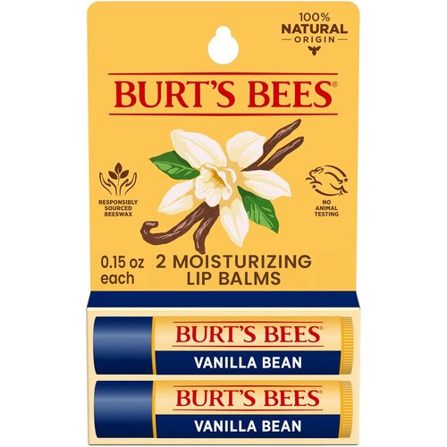 Burt's Bees Lip Balm - Vanilla Bean | Natural Moisturizer with Beeswax, 2 Tubes, 0.15 oz Each