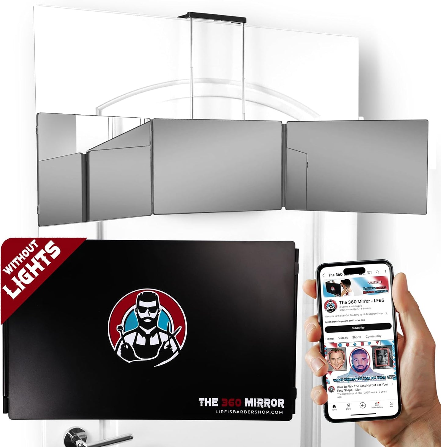 Skiennix 360 Mirror - Adjustable Trifold Barber Mirror for Self Hair Cutting | Three-Sided Design for Men & Women