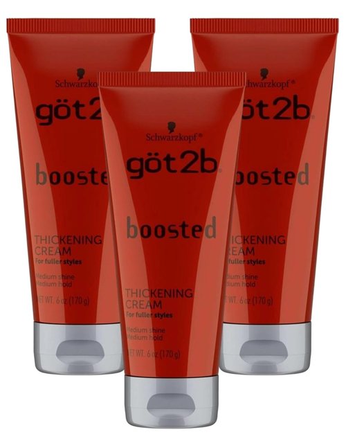 Got 2B Boosted Hair Thickening Cream - Fuller Styles, Medium Shine & Hold | 6 Ounce - 3 Pack