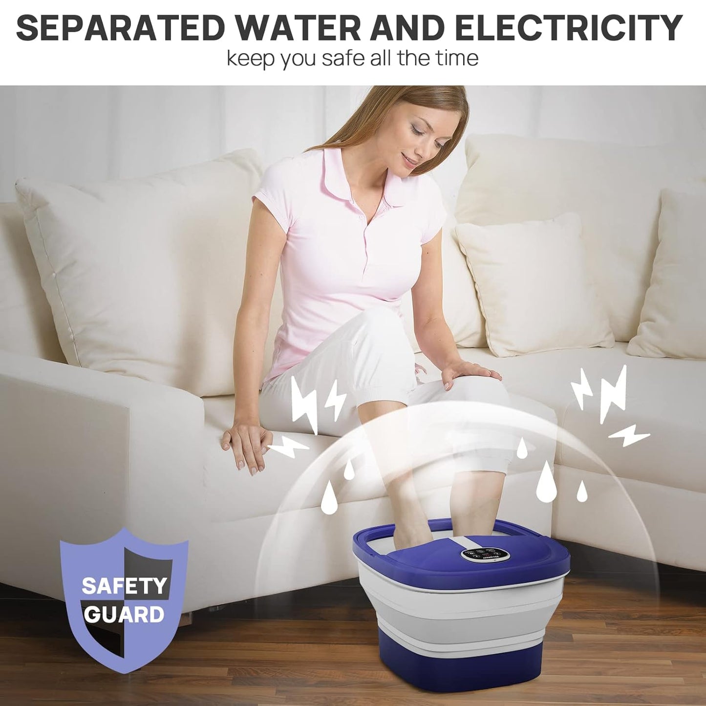 HOSPAN Collapsible Foot Spa Electric Rotary Massage, Foot Bath with Heat, Bubble, Remote, and 24 Motorized Shiatsu Massage Balls. Pedicure Foot Spa for Feet Stress Relief - FS02A
