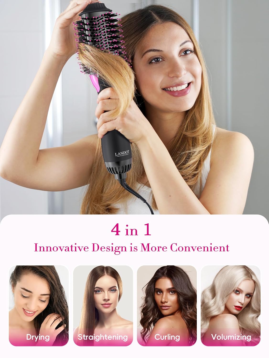 Skiennix Hair Blow Dryer Brush - Fast Drying Volumizing Hot Air Brush for Women | 60mm Oval Barrel