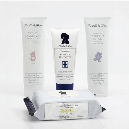 Noodle & Boo Fragrance-Free Baby Skincare Bundle - 4 Essential Products for Sensitive Skin