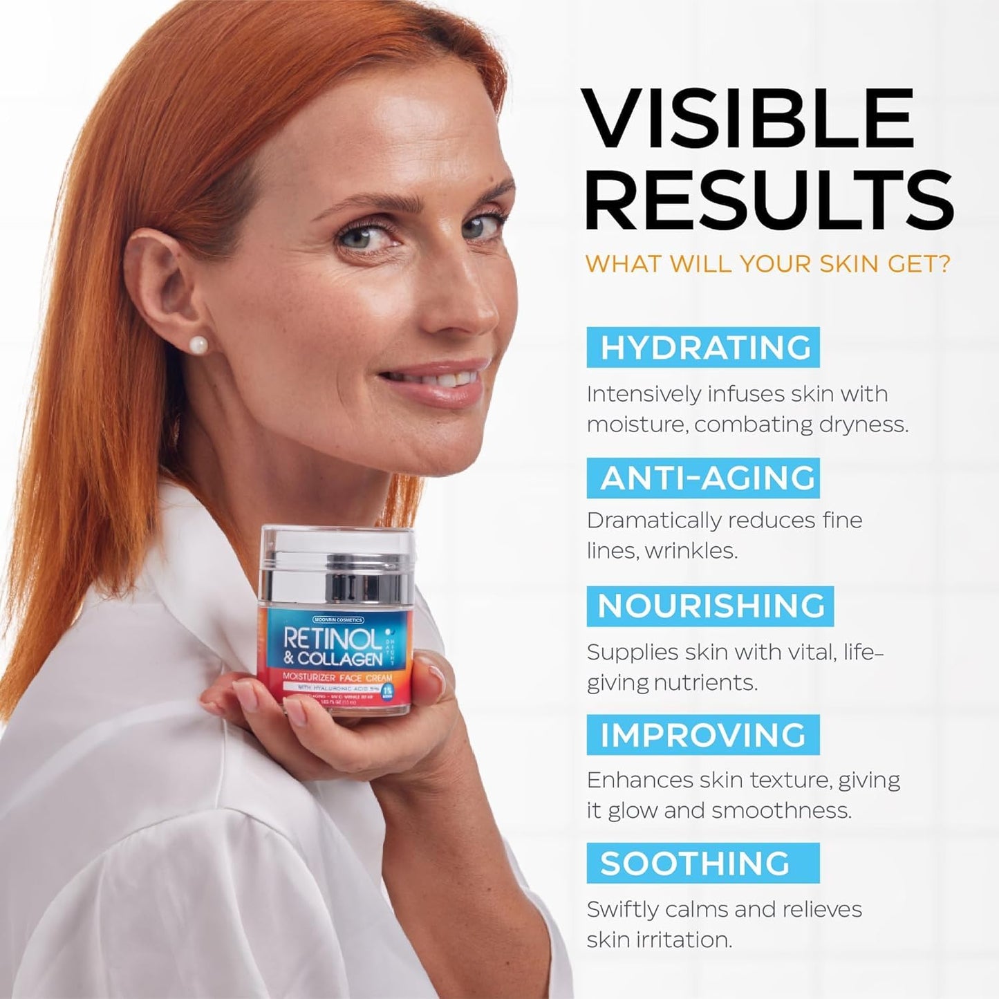 Skiennix Retinol Cream - Anti-Aging Moisturizer with Hyaluronic Acid for Men & Women | 1.85 Oz