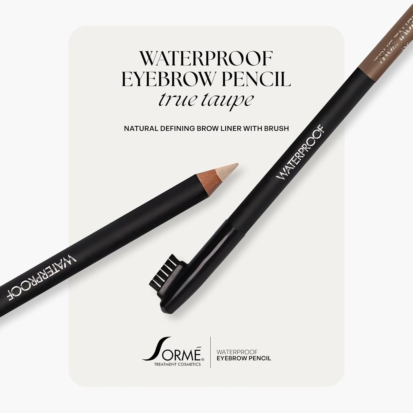 Sorme Waterproof Eyebrow Pencil - Smudgeproof Soft Blonde Shade | Dual-Ended Brow Pencil & Brush | 0.04 oz
